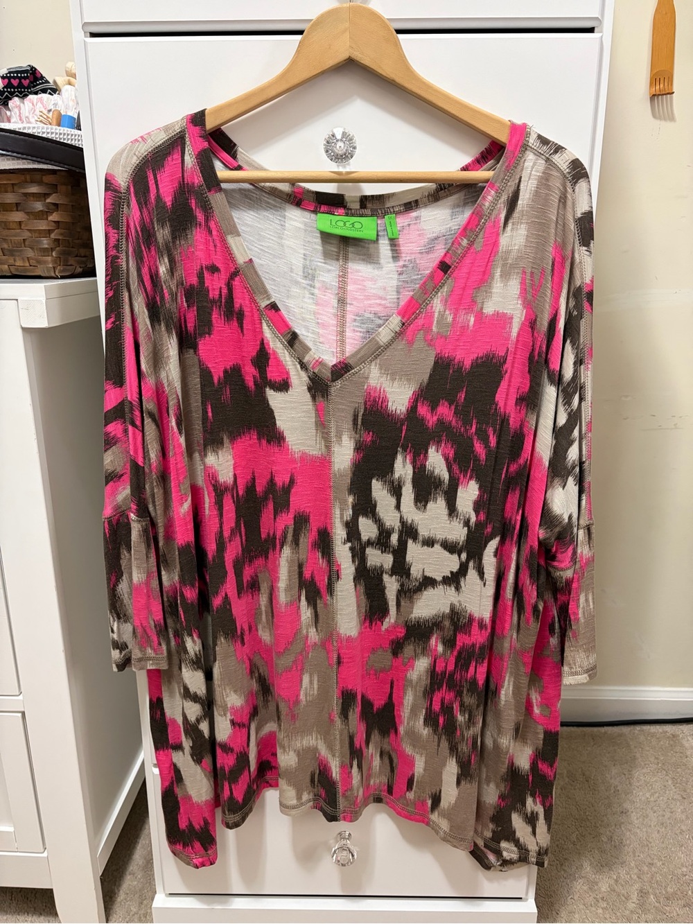 Logo Lori Goldstein Size 1X Top Blouse Dolman Sleeve Relaxed Fit